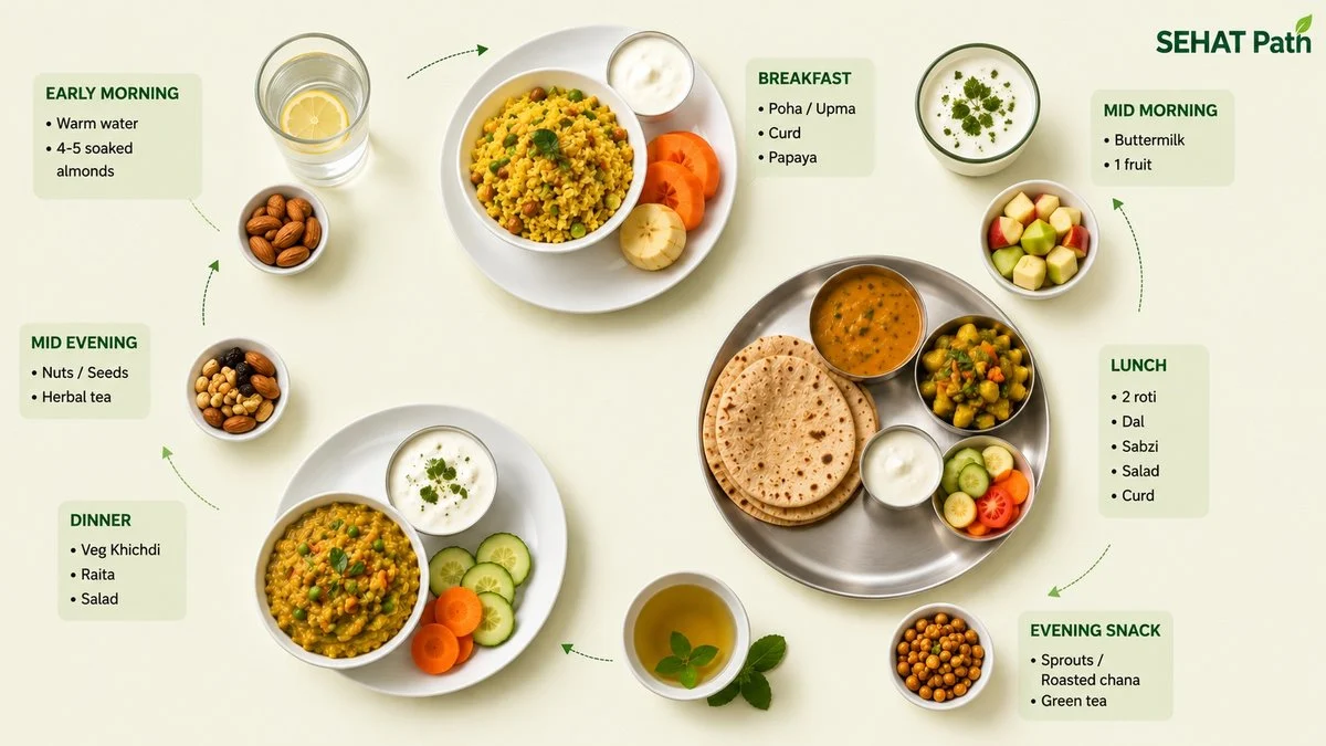 Weight loss ke liye 1 din ka Indian diet chart — pura din ka khana — Sehat Path