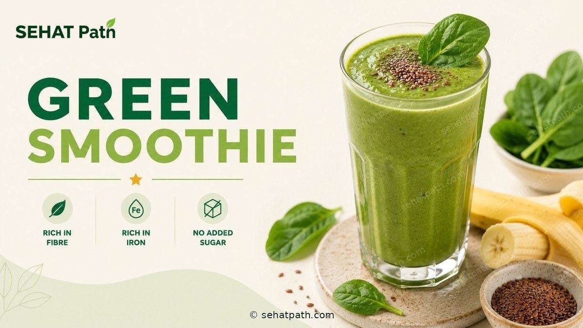 Green Smoothie (Palak-Kela, Bina Cheeni) — healthy Indian recipe — Sehat Path