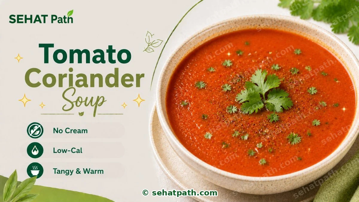 Tomato Coriander Soup &mdash; healthy Indian recipe &mdash; Sehat Path