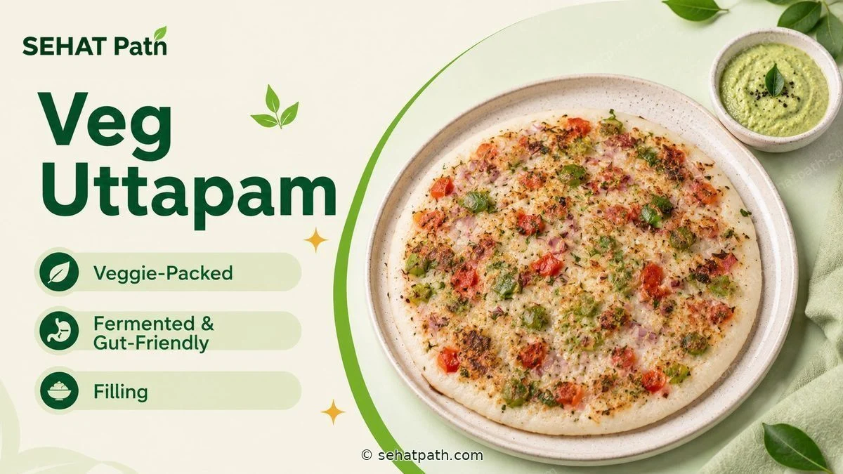 Veg Uttapam &mdash; healthy Indian recipe &mdash; Sehat Path